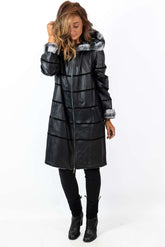 Women's leather coat Dara Double-Faced Black